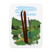 スキーの風景 マグネット (縦)