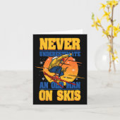 スキーはスキーのワインで老人を過小評価しない カード (黄色い花)