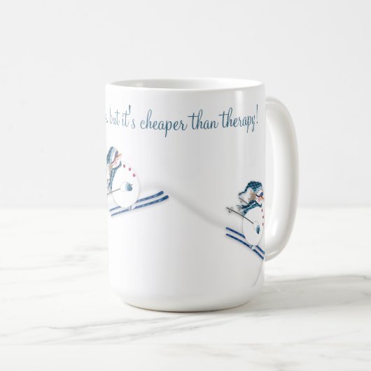 スキーはセラピーおもしろいスキーより安い コーヒーマグカップ (正面右)