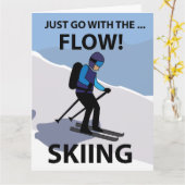 スキーは流れスキーと一緒に行く カード (黄色い花)