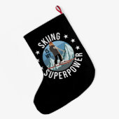 スキーは私のスーパーパワー ラージクリスマスストッキング (裏面 (吊り時))