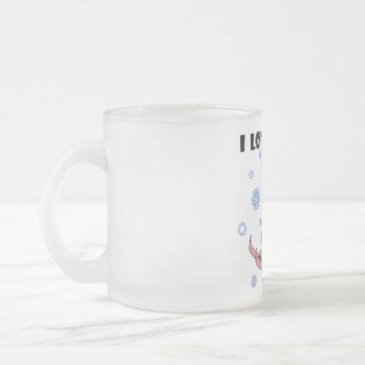 スキーへの愛-女の子のTシャツおよびギフト フロストグラスマグカップ (左)