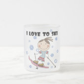 スキーへの愛-女の子のTシャツおよびギフト フロストグラスマグカップ (中央)