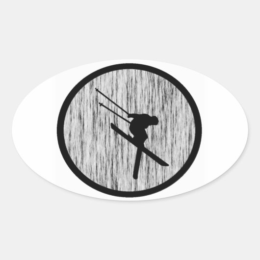 スキーをお願い 楕円形シール (正面)