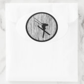 スキーをお願い 楕円形シール (バッグ)