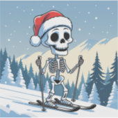 スキーをするクリスマスのスケルトン シール (正面)