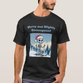 スキーをするクリスマスのスケルトン Tシャツ (正面)
