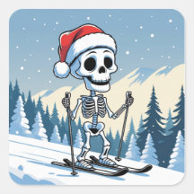スキーをするスケルトンのクリスマス