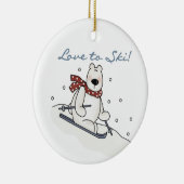 スキーをする白くま愛Tシャツおよびギフト セラミックオーナメント (右)
