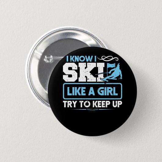 スキーをする私は知っている女の子のようにスキーを登る保こと 缶バッジ (正面&裏面)