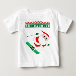 スキーをする赤ちゃんのTシャツ ベビーTシャツ