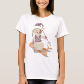 スキーをする雪だるま Tシャツ (正面)