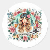 スキーをテーマにしたバチェロレッテウィークエンドソーシャルクラブ ラウンドシール (正面)