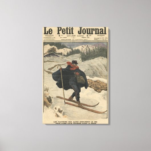 スキーを使用したアルパインポストメン キャンバスプリント (正面)