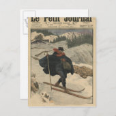 スキーを使用したアルパインポストメン ポストカード (正面/裏面)