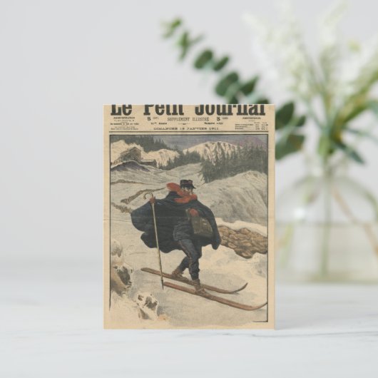 スキーを使用したアルパインポストメン ポストカード (スタンド正面)