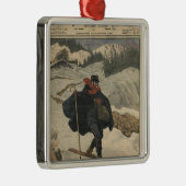スキーを使用している高山の郵便集配人 メタルオーナメント (右)