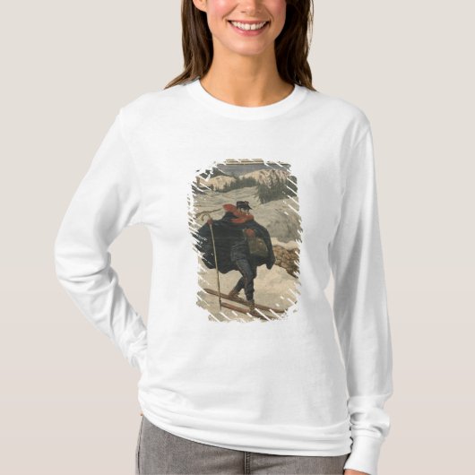 スキーを使用している高山の郵便集配人 Tシャツ (正面)