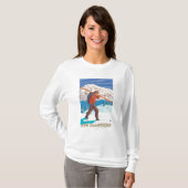 スキーを運んでいる新しいHampshireSkier Tシャツ (正面フル)