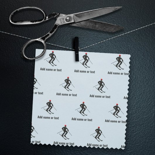 スキーアウィンタースポーツテーマ – 任意の色の独自の文字 ファブリック