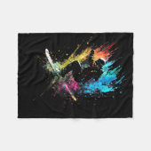 スキーアスプラッシュアートフリースタイルスキーレトロスキー フリースブランケット (正面(横))