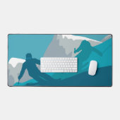 スキーアットマウンテンズスキーヤー抽象芸術イラストレーション デスクマット (キーボード&マウス)