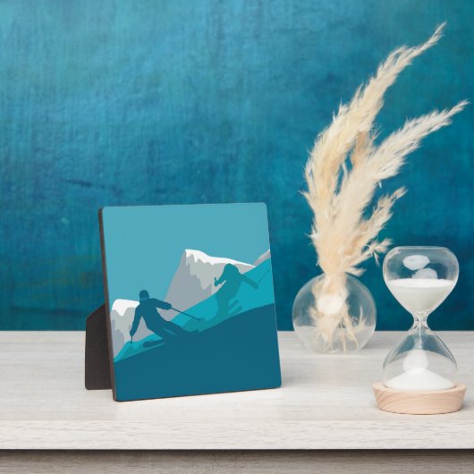 スキーアットマウンテンズスキーヤー抽象芸術イラストレーション フォトプラーク (インサイチュ)