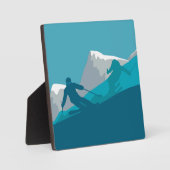 スキーアットマウンテンズスキーヤー抽象芸術イラストレーション フォトプラーク (正面)