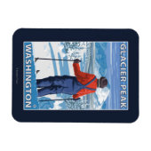 スキーアパージング – ワシントンGlacier Peak マグネット (横)