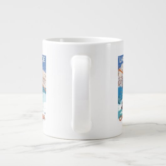 スキーア運ズスノースキー – カリフォルニア州タホ湖 ジャンボコーヒーマグカップ (裏面)