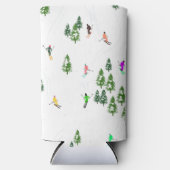 スキーイラストレーションスキーヤーズスキー スリム缶クーラー (正面)