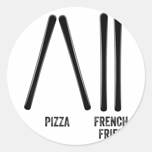 スキーインストラクター ピザ&フライドポテトの作り方 ラウンドシール (正面)