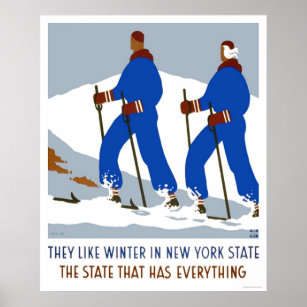 スキーウィンターニューヨーク1938 WPA ポスター