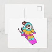 スキーウェアとマフラーをした犬 ポストカード (正面/裏面)