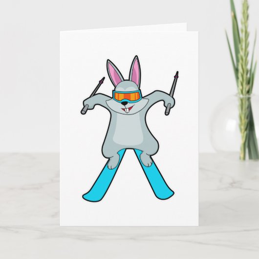 スキーウェアのウサギ カード (正面)