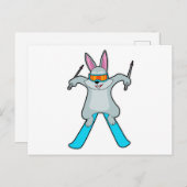 スキーウェアのウサギ ポストカード (正面/裏面)