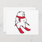 スキーウェアの北極熊 ポストカード (正面/裏面)