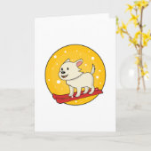 スキーウェアの犬 カード (黄色い花)