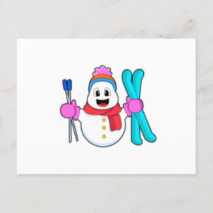 スキーウェアの雪だるま ポストカード