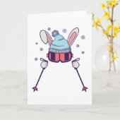 スキーウサギ スキーポール スキーゴーグル スキーキャップ カード (黄色い花)