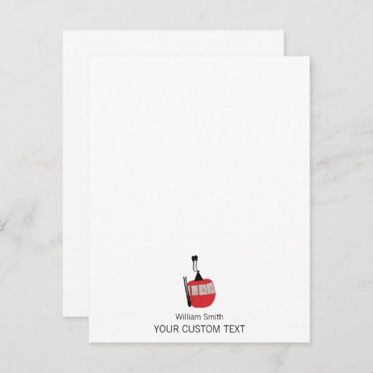 スキーエレガントリフトのスキーヤー用文房具 ノートカード (正面/裏面)