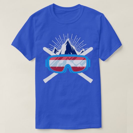 スキーオーストリアのスキーヤー国旗の冬の音色 Tシャツ (デザイン正面)