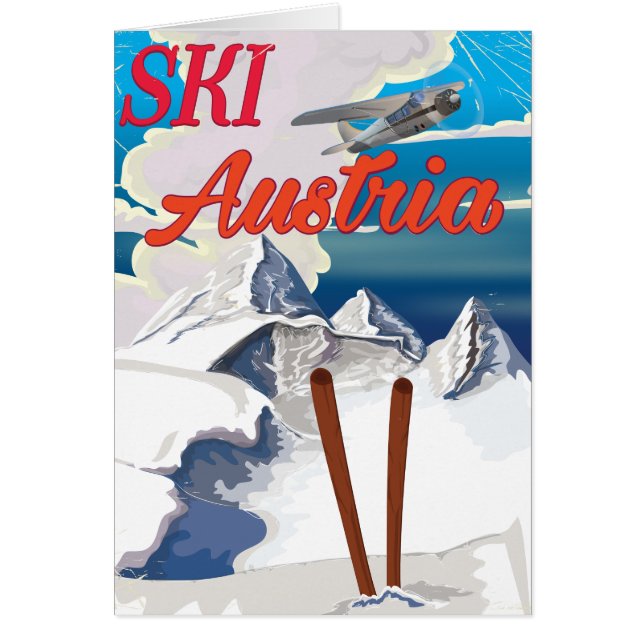 スキーオーストリアヴィンテージ旅行ポスター (正面)