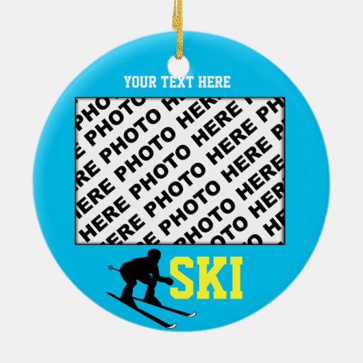 スキーオーナメントは写真を加えます セラミックオーナメント (裏面)