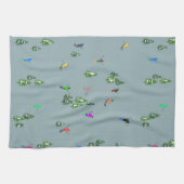 スキーオープニングクリスマススキーホリデースキーズブルー キッチンタオル (横)