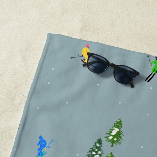 スキーオープニングクリスマススキーホリデースキーズブルー ビーチタオル (インサイチュ)