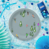 スキーオープニングクリスマススキーホリデースキーズブルー ペーパープレート (パーティー)