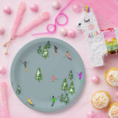 スキーオープニングクリスマススキーホリデースキーズブルー ペーパープレート (パーティー)
