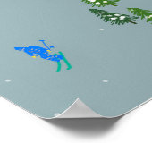 スキーオープニングクリスマススキーホリデースキーズブルー ポスター (角)