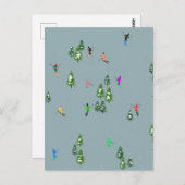 スキーオープニングクリスマススキーホリデースキーズブルー ポストカード (正面/裏面)